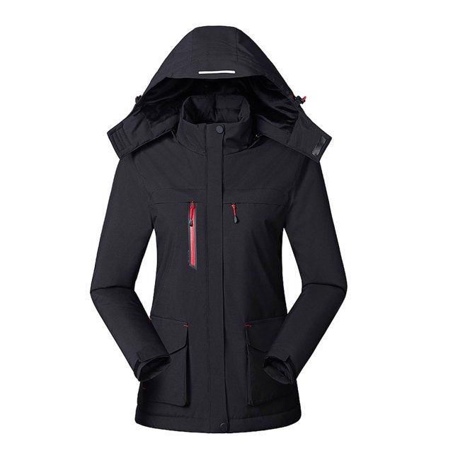Black Warm Winter Outwear Jackets, Milk Fiber Women's Plus Size Jackets