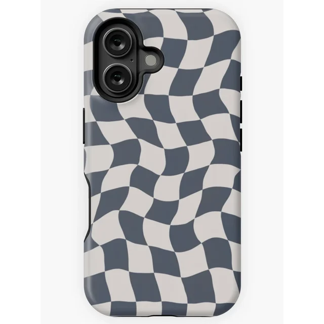 Black Warp Wavy Checked Case iPhone 11 12 13 14 15 16 Pro Max Trippy ...