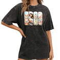 thumbnail image 1 of Black Wash Print Tshirt Easter Bunny Jesus Pattern Religious Style Shirts S-2XL Tops, 1 of 5