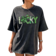 thumbnail image 1 of Black Washed Cotton Print Tshirt Graphic Tees Shirts Womens S-2XL St Patricks Lucky Clover Tops, 1 of 4