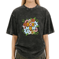 thumbnail image 1 of Black Washed Dog Mom Cute Floral Print Tshirt Graphic Tees Shirts S-2XL Tops, 1 of 5