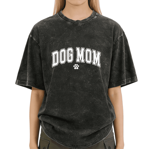 Black Washed Dog Mom Minimal Paw Tshirt Graphic Tees Shirts Mother's Day Classic S-2XL Tops