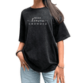 thumbnail image 1 of Black Washed Faith Message Print Tshirt Graphic Tees Make Heaven Crowded Loose Shirts Short Sleeve S-2XL Christian Gift Tops, 1 of 5