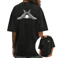 thumbnail image 1 of Black Washed Gray Bunny Butt Print Tshirt Graphic Tees Shirts Cute Rabbit Casual Tops S-2XL, 1 of 5