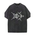 Black Washed Heavyweight Cotton Graphic Tee With Abstract White Print ...