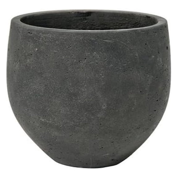 Black Washed Mini Orb Medium Planter, Charcoal Flower Pot 8" H X 10" W