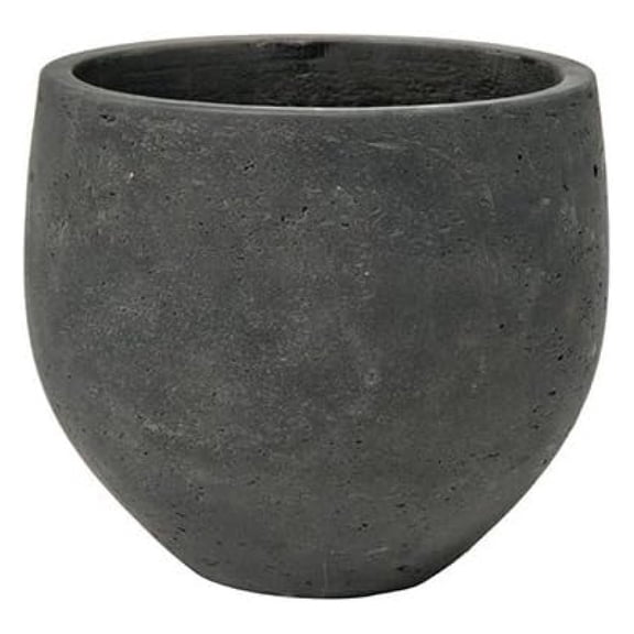 Black Washed Mini Orb Medium Planter, Charcoal Flower Pot 8" H X 10" W