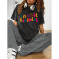 thumbnail image 1 of Black Washed Print Tshirt Colorful Smile Choose Kindness Graphic Tees Shirts Inspirational Themed S-2XL Casual Tops, 1 of 4
