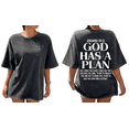 thumbnail image 1 of Black Washed Print Tshirt Graphic Tees Shirts God Has A Plan Jeremiah 29:11 Novelty Gift For Christians S-2XL Tops, 1 of 5