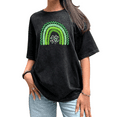 thumbnail image 1 of Black Washed Print Tshirt Graphic Tees Shirts S-2XL St Patricks Day Green Rainbow Shamrock for Daily Outfits Tops, 1 of 5