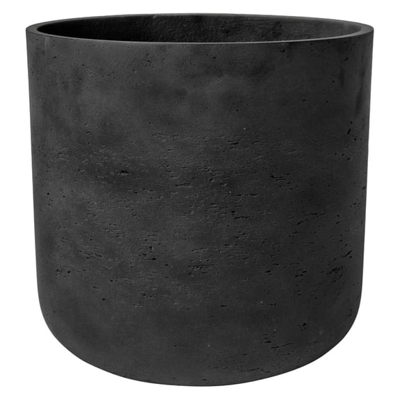 Black Washed Round Bottom Planter - Fiberstone Indoor and Outdoor Flower Pot 13" H x 12" W