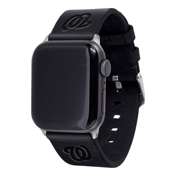 Black Washington Nationals Leather Apple Watch Band