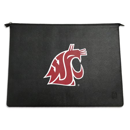 Black Washington State Cougars Faux Leather Laptop Case