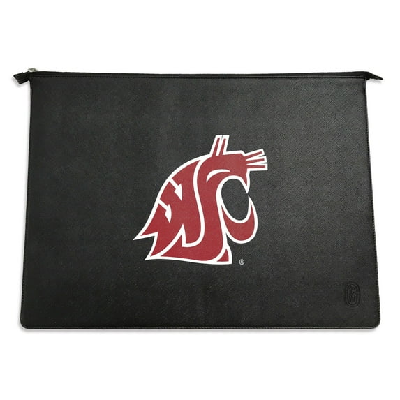 Black Washington State Cougars Faux Leather Laptop Case