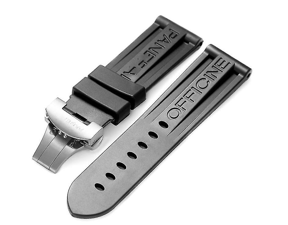 Black Watch Band Silicone Rubber Watch Band Replacement For Panerai
