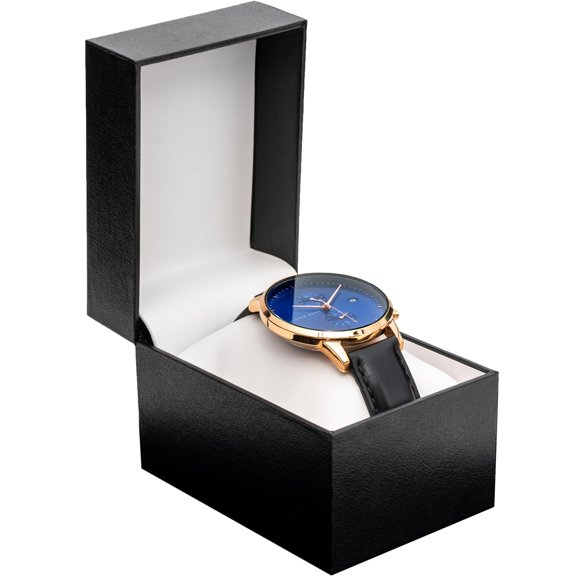Black Watch Gift Box with Pillow single watch case PU leatherette Wristwatch Display Case Organizer foe men and women" for gifts, birthdays, valentine's day, and any occasion,