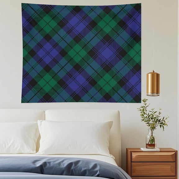 Black Watch Royal Scottish Tartan Plaid Wall Tapestry 50"x60" Lightweight, Wrinkle-Resistant Hanging Blanket for Bedroom Living Room Decor