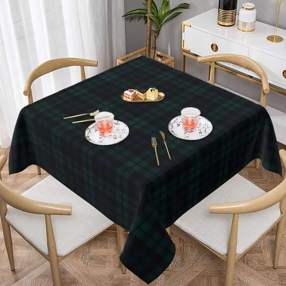 Black Watch Tartan 100% Polyester Fiber Square Tablecloth Anti Pilling Tablecloth Decoration 60"X60"