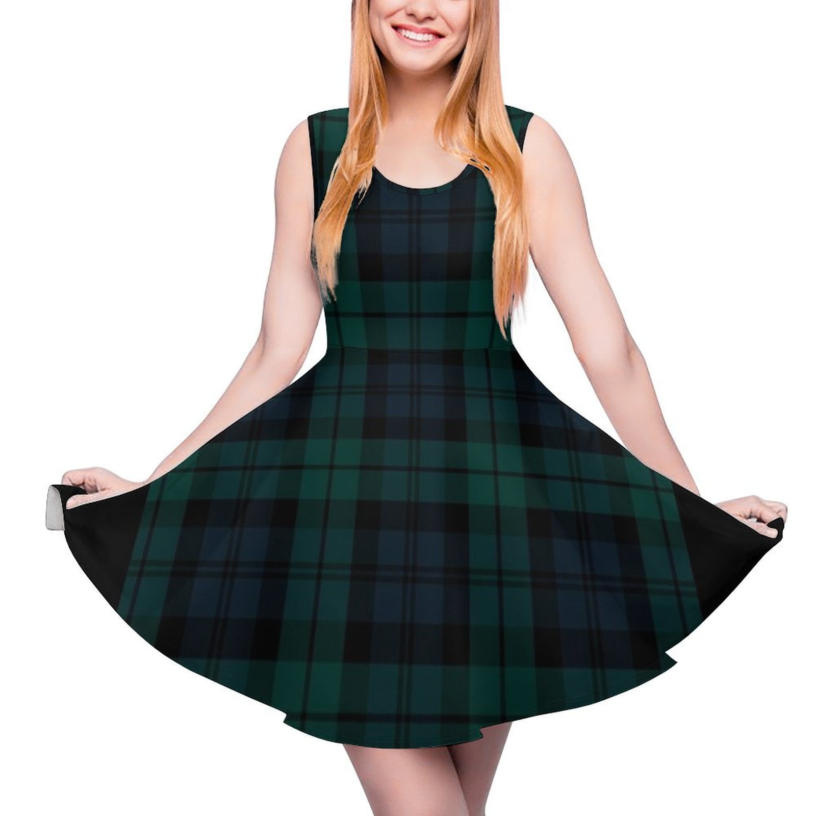 Black Watch Tartan Plaid pattern Sleeveless Dress dress dresses