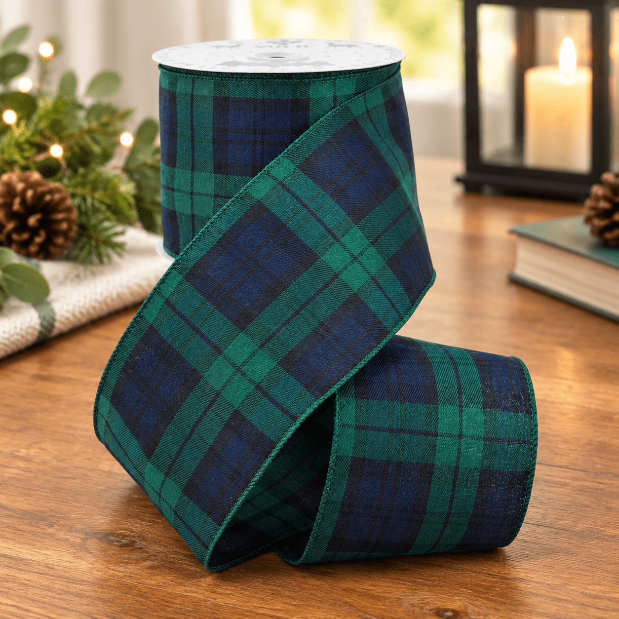 Black Watch Tartan Wired Ribbon 4 Inch Wide Polyester Fabric for ...