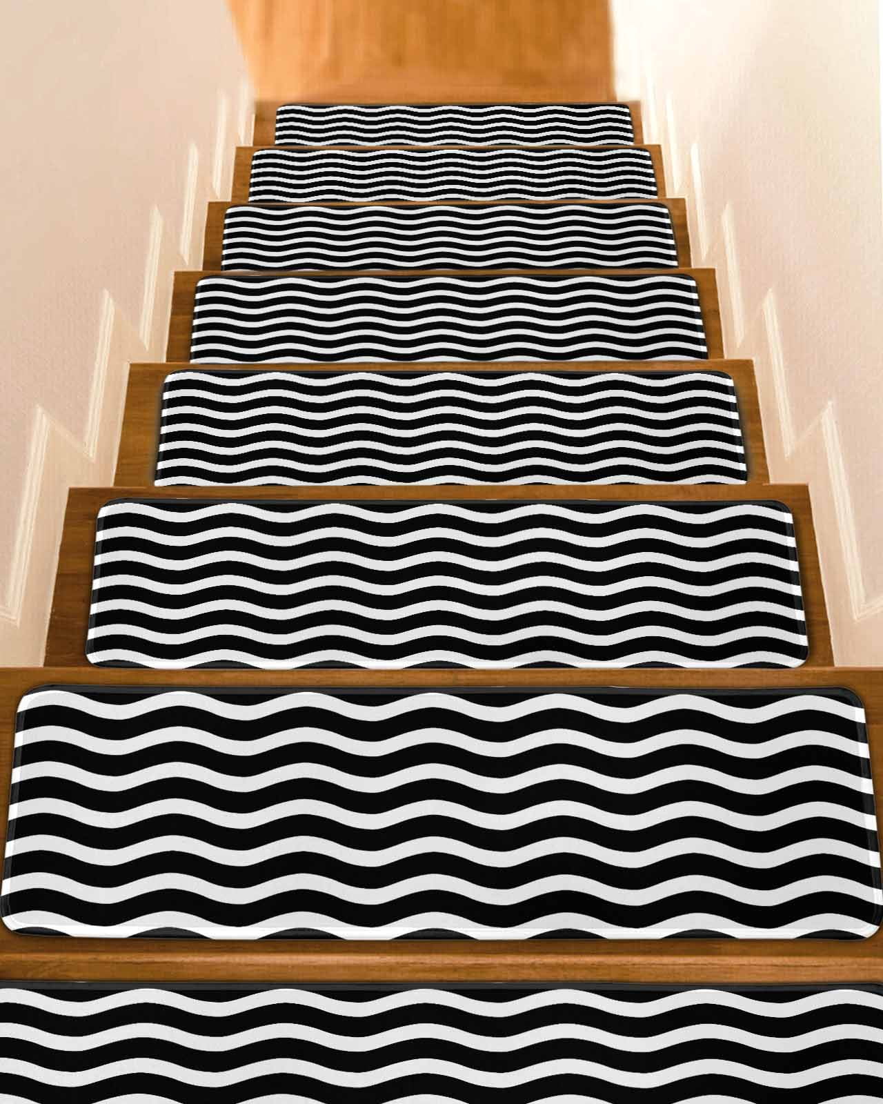 Mat Ripple Black Water Ripple Stair Treads Non Slip for Steps Striped 7 Pcs ...