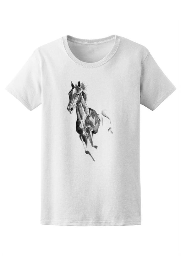 Black Watercolor Horse T-Shirt Men -Image by Shutterstock, Male 3X-Large