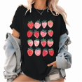 thumbnail image 1 of Black Watercolor Strawberry Graphic Tees Print Tshirt Women Shirts Fruity S-5XL Cotton Casual Tops, 1 of 4