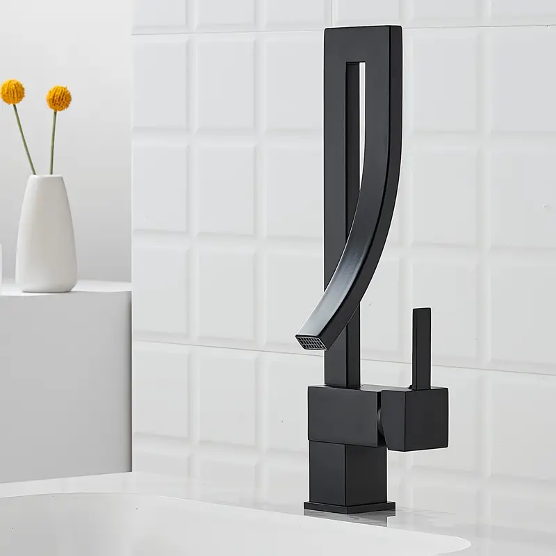 Black Waterfall Bathroom Basin Faucet Sink Vanity Mixer Taps 1Hole Single Handle