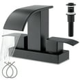 thumbnail image 1 of Black Waterfall Bathroom Sink Faucet with Pop up Sink Drain Stopper Overflow for Faucet Vessel, 4 Inch 2 Handles 2 or 3 Holes Centerset Faucet for Lavatory Bathroom Sink with Supply Lines, 1 of 9