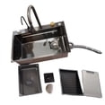 thumbnail image 1 of Black Waterfall Kitchen Sink, Stainless Steel Single Bowl Bar Sink with Cup Rinser, Drop In/Undermount Farmhouse Workstation Sink with Multiple Accessories (26.8 x 17.7in), 1 of 7
