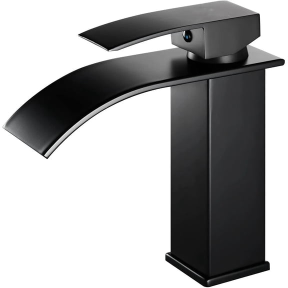 Black Waterfall Spout Bathroom Faucet,Single Handle Bathroom Vanity Sink Faucets,Rv Lavatory Vessel Faucet Suitable for 1 or 3 Holes
