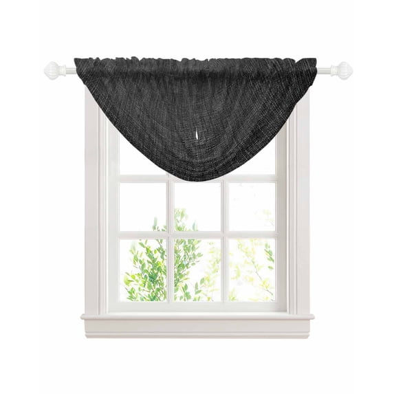 Black Waterfall Valances for Windows, Farmhouse Burlap Solid Black ...