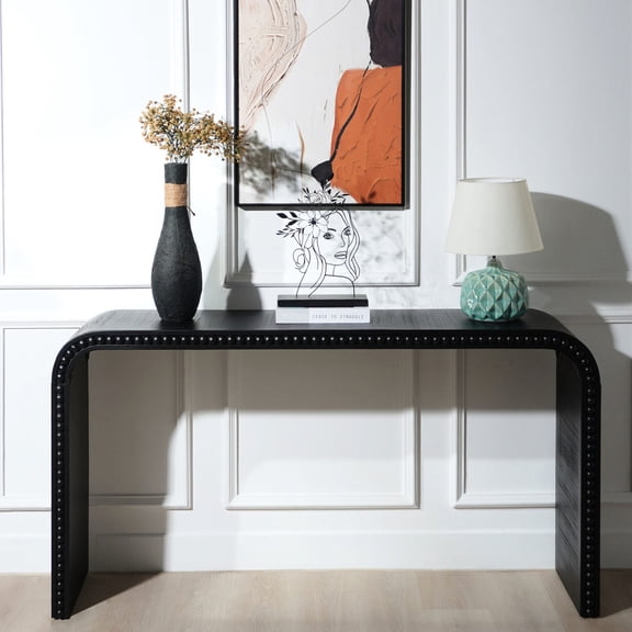 Black Waterfall-style Console Table / Space-Efficient for Small Spaces