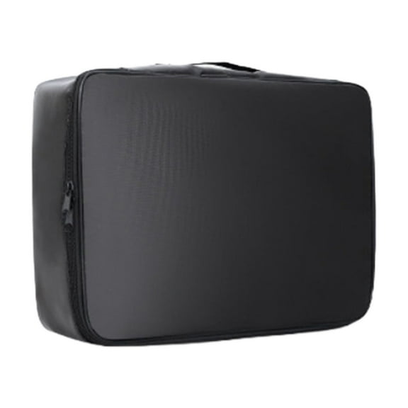 Black Waterproof And Fireproof Document Organizer, Multi-Compartment, Lightweight And Portable, For Certificates, Photos, And Cards, Durable Zipper