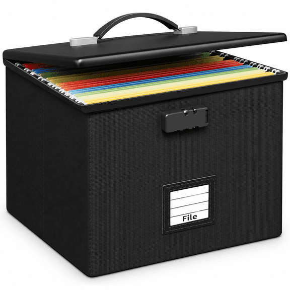 Black Waterproof Document File Organizer With Handle and Lock