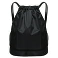 thumbnail image 1 of Black Waterproof Drawstring Backpack With Bottle Pocket Gym Sack, By Meiiso, Large Inventory!, 1 of 7