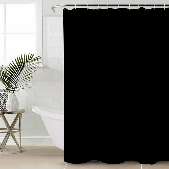 Black Waterproof Fabric Shower Curtain, Pure Black Shower Curtain for Bathroom Curtains Bathtubs Hotel Washable Shower Curtains with 12 Hooks Extra Long 72x84