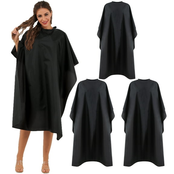 Black Waterproof Hair Salon Cape Professional Barber Cape with Metal Snap Closure Hair Cutting Cape (Black-3 Pack)