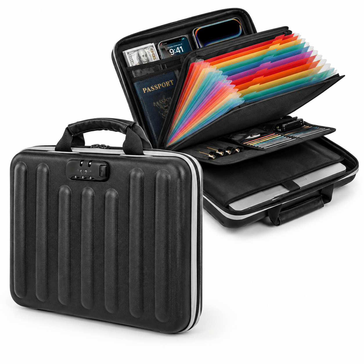 File Organizer Container Black Waterproof Hard File Organizer With Lock Document Storage Box ...