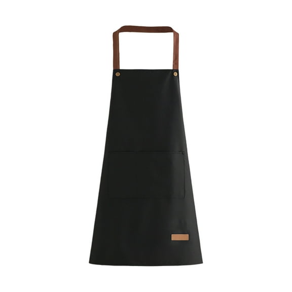 Black Waterproof Oil Resistant Kitchen Apron With Pocket Unisex Adult Bib For Cooking Cleaning Household Use Adjustable Neck Strap Easy Clean Material