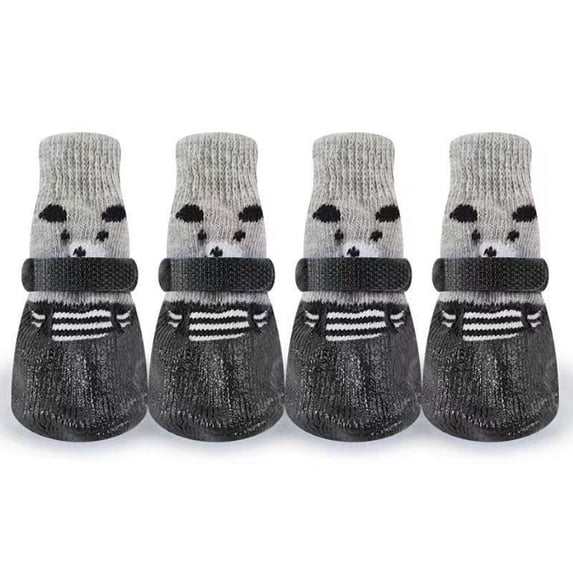 Black Waterproof Small Dog Boots With Knitted Cover And Plastic Sole For Indoor And Outdoor Use Non-Slip Design Black Color Size S 4-Pack Pet Shoes For Small Breed Dogs
