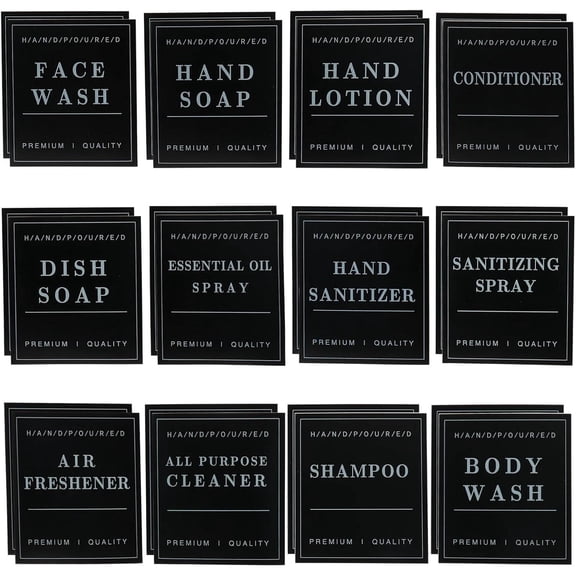Black Waterproof Soap Labels, Minimalist Bottle Labels Removable Label Stickers for Bottles