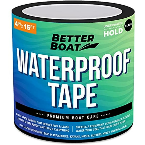 Black Waterproof Tape Thick Heavy Duty Tape Rubberized Sealing Premium Marine Grade for Outdoor Use Seal and Repair Super Strong Tape Sealant 15' Feet 4 Inches Wide