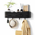 Wooden Rack Png Black Wave-Shape 4 Hooks Wooden Wall Mount Coat Rack Entryway Organizer ...