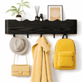 Wooden Rack Png Black Wave-Shape 5 Hooks Wooden Wall Mounted Coat Rack Entryway ...