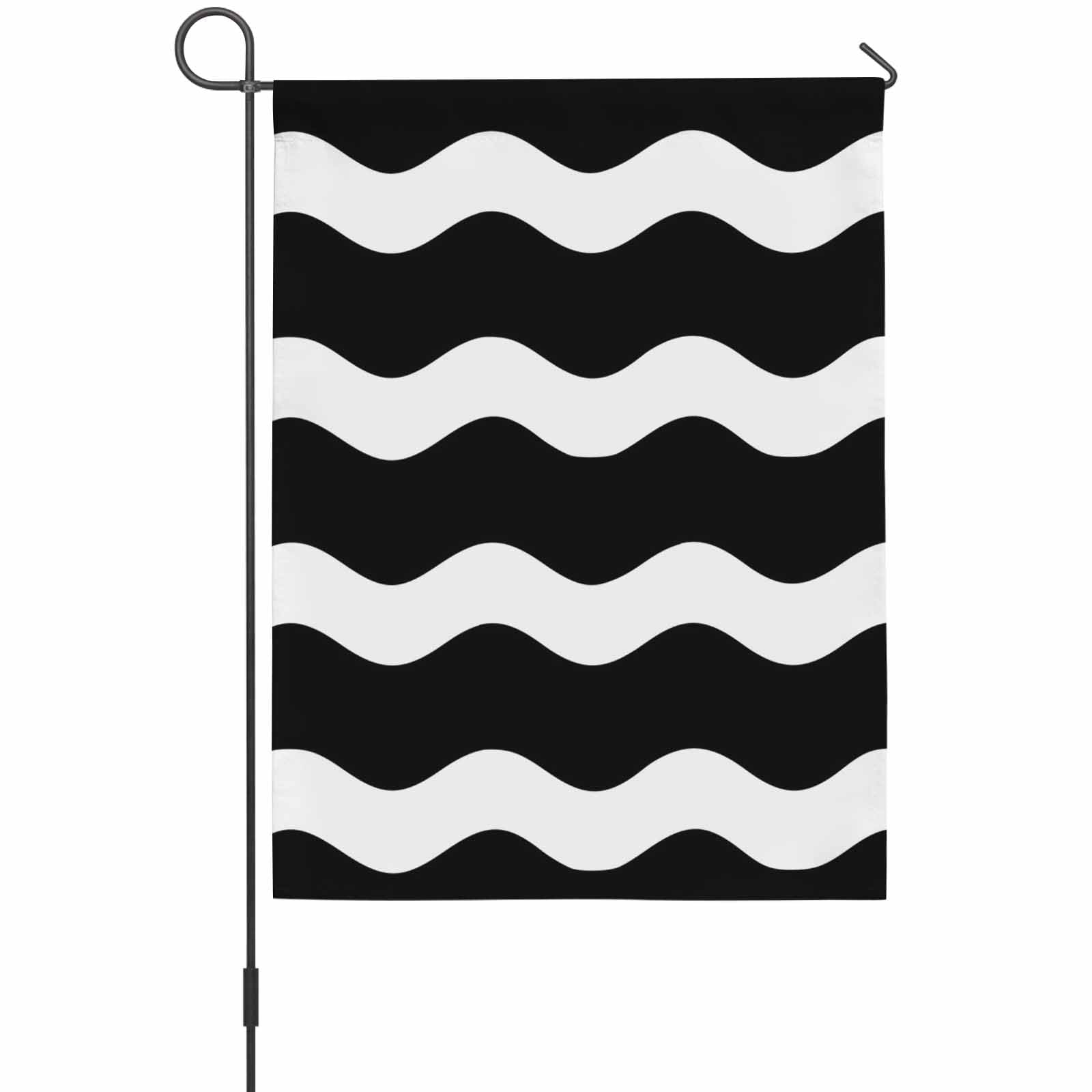 Black Wavy House Flag 28 x 40 Inches, Stripes Weather Proof Outdoor Patio Flags Double Sided Small House Decoration for Yard Lawn Outside Home