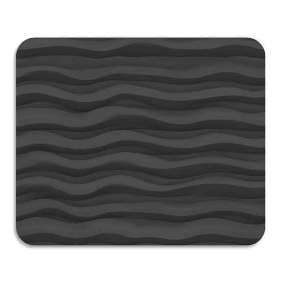 Black Wavy Textured Pattern Diatomaceous Earth Water Absorbent Mat, Anti-Slip Rubber Backing, 19.7" x 15.7"