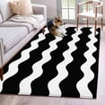 thumbnail image 1 of Black Wavy Washable Area Rug 3x5 Stripes Low-Profile Large Area Rugs with Non Slip Backing Indoor Floor Carpet for Entrance Living Room Bedroom Home Office, 1 of 9