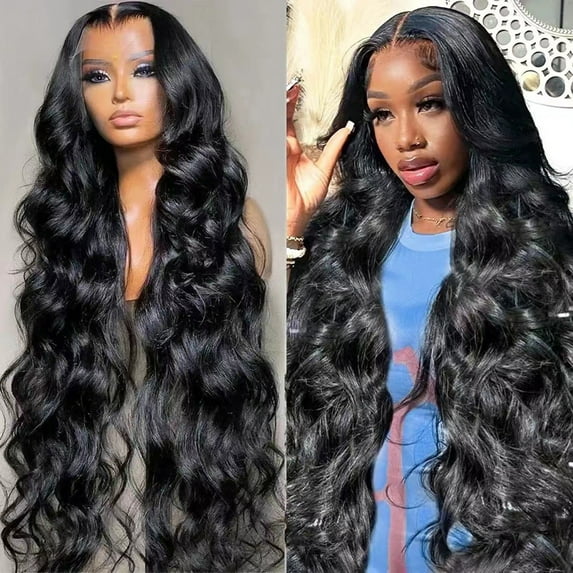 Black Wavy Wig for Women 26/28 Inch Long Black Curly Wavy Wig Natural Looking Middle Part Synthetic Heat Resistant Wigs for Daily Party Use