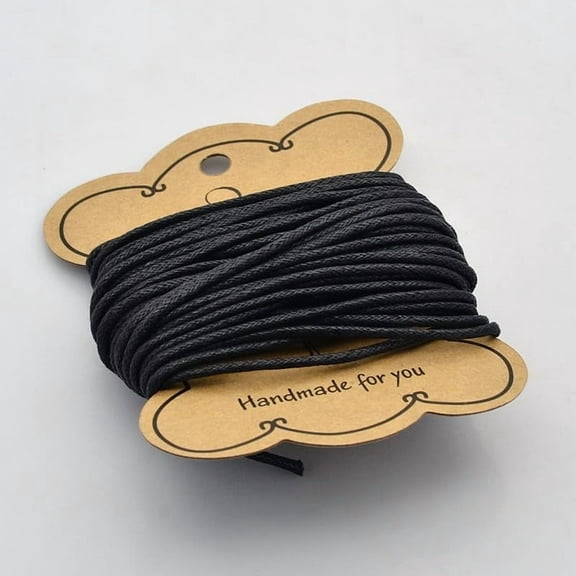 Black Waxed Cotton Cord 2mm in Diameter Black